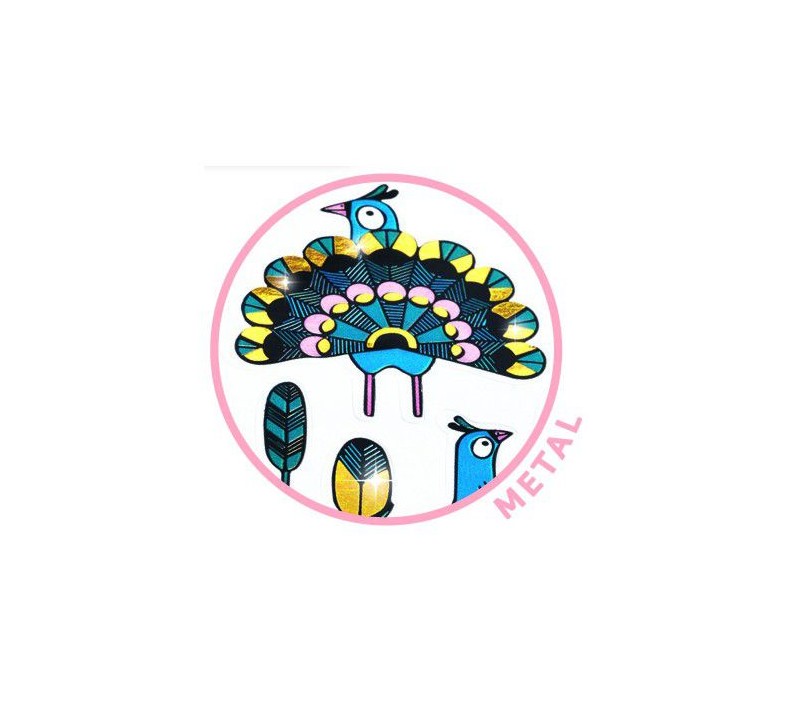 STICKERS METALLIZZATI PIUME E PAVONI