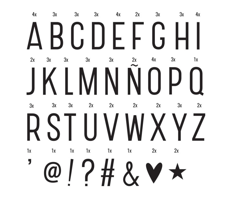 LETTERE E SIMBOLI PER LIGHTBOX - NERO