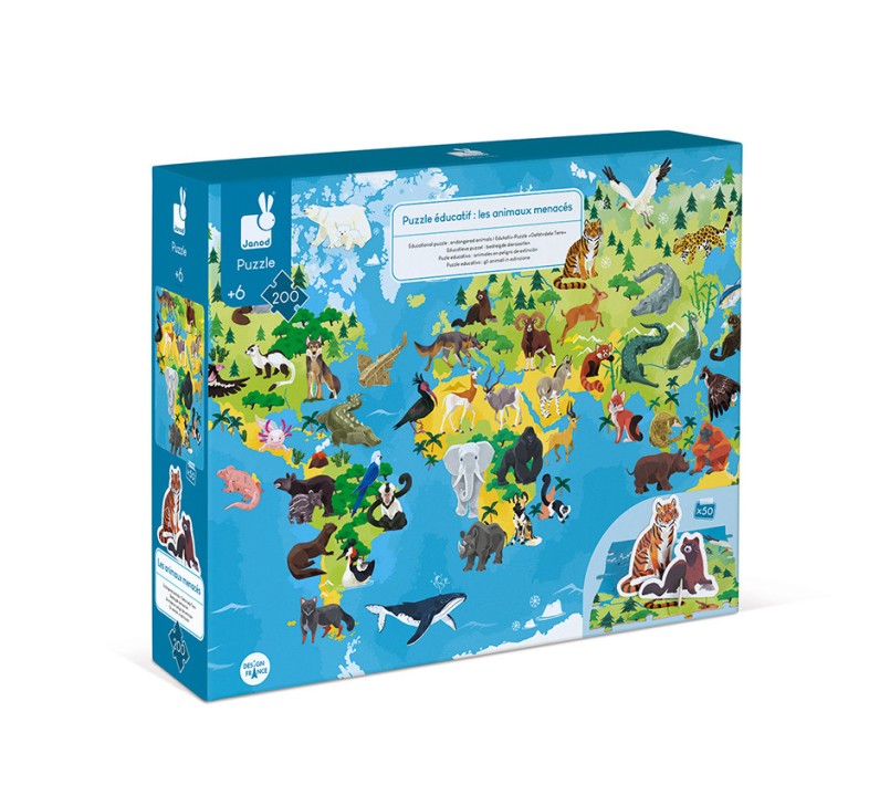 PUZZLE ANIMALI IN ESTINZIONE - CON FIGURINE