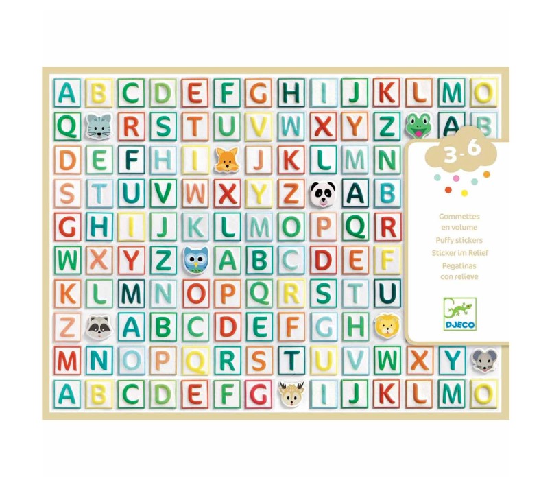 STICKERS LETTERE ALFABETO IN RILIEVO