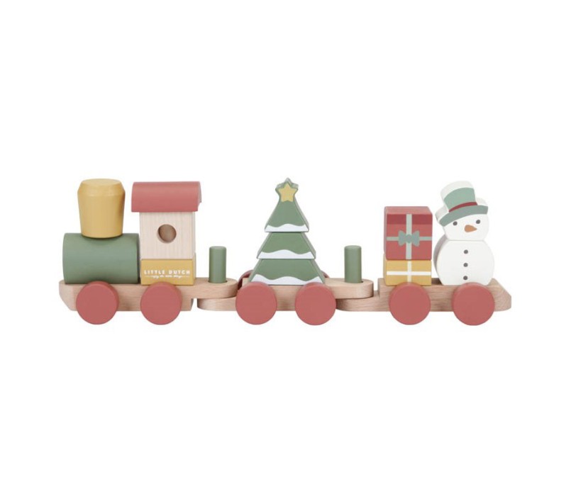 TRENINO IN LEGNO BLOCCHI - NATALE