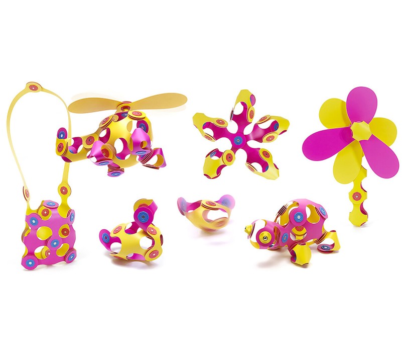 COSTRUZIONI MAGNETICHE CLIXO - PACK 30 PEZZI - ROSA GIALLO
