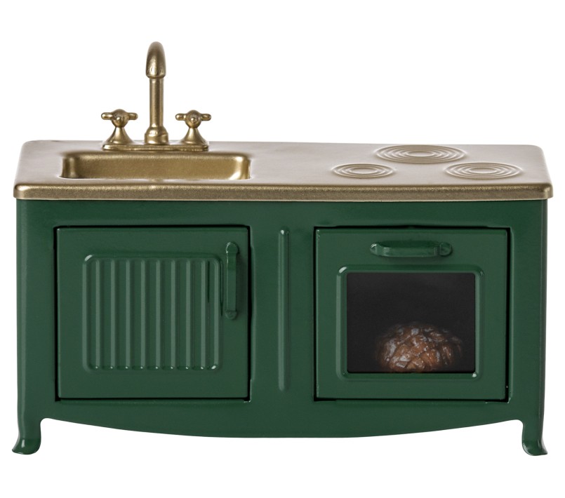 MICRO - CUCINA PER TOPINI IN METALLO VERDE SCURO
