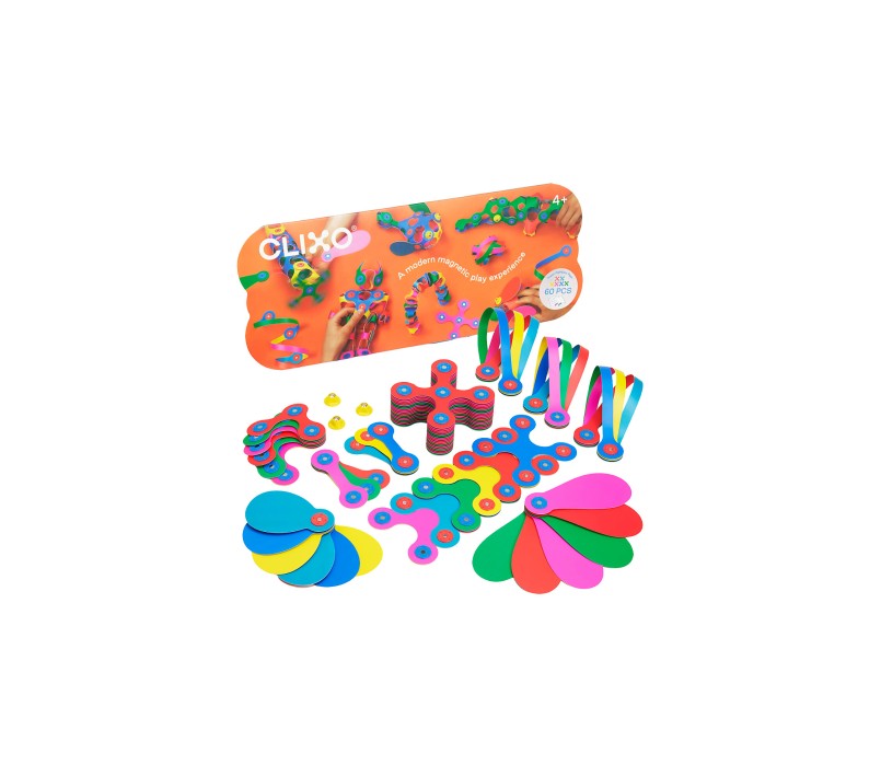 COSTRUZIONI MAGNETICHE CLIXO - SUPER RAINBOW PACK 60 PEZZI