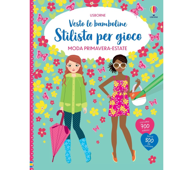 LIBRO CON ADESIVI - VESTO LE BAMBOLINE - STILISTA PER GIOCO MODA PRIMAVERA ESTATE