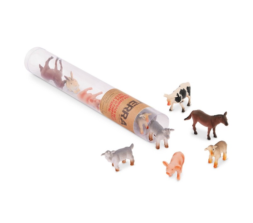 ANIMALI FATTORIA IN TUBO 4-8 CM - SET DA 10 PEZZI