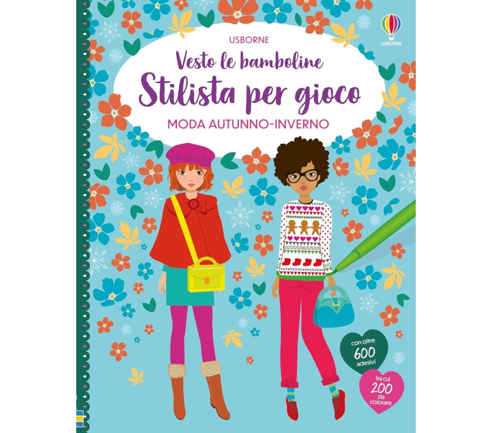 LIBRO CON ADESIVI - VESTO LE BAMBOLINE - STILISTA PER GIOCO MODA AUTUNNO INVERNO