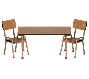 MICRO - SET TAVOLO E SEDIE TOPINI IN LEGNO - ROSA SCURO