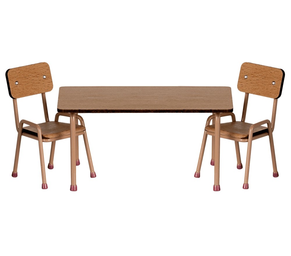 MICRO - SET TAVOLO E SEDIE TOPINI IN LEGNO - ROSA SCURO