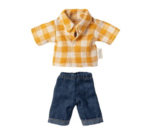 MICRO - TOPINI - SET JEANS E CAMICIA QUADRI GIALLA PAPA'