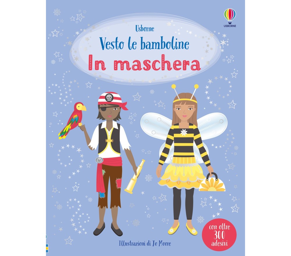 LIBRO CON ADESIVI - VESTO LE BAMBOLINE - IN MASCHERA
