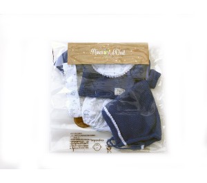 VESTITO PER BAMBOLA 45 CM - COMPLETO CUFFIA E MAGLIA BLU