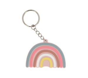 PORTACHIAVI IN SILICONE CON TARGHETTA PER NOME - ARCOBALENO